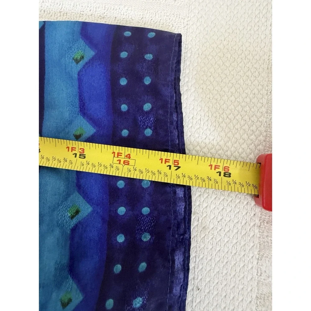 Sante Classics Women M Blue Green Geometric Print Button Front Long Dress Zipper